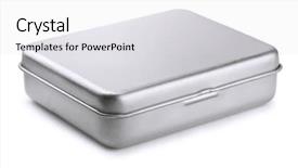 Presentation with packaging - Presentation design featuring closed metal box isolated background and a light gray colored foreground