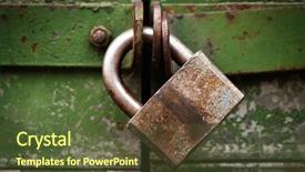  Presentation with security door lock - Cool new theme with closed metal lock door security backdrop and a tawny brown colored foreground