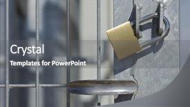  Presentation with red garage door red metal - Theme with closed padlock on the door background and a gray colored foreground