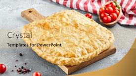  Presentation with cheese pie - PPT layouts featuring closed-pie-with-puff-dough background and a yellow colored foreground