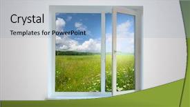  Presentation with window frame - Presentation theme enhanced with closed plastic glass window frame background and a light blue colored foreground