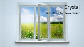  Presentation with window frame - PPT layouts featuring closed plastic glass window frame background and a light blue colored foreground