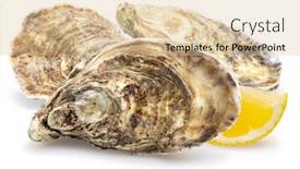  Presentation with food white - PPT theme featuring closed-raw-oysters-with-lemon background and a lemonade colored foreground