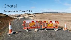  Presentation with natural disaster - Cool new slide set with closed-road-sign-in-iceland backdrop and a light blue colored foreground