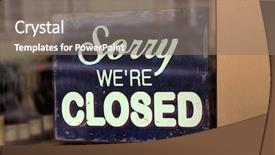  Presentation with thrift shop - PPT theme featuring closed shop has a sign background and a gray colored foreground