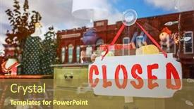  Presentation with boutique - PPT theme consisting of closed-sign-in-a-boutique background and a tawny brown colored foreground