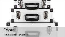  Presentation with cases - Presentation design consisting of closed silver cases isolated background and a  colored foreground