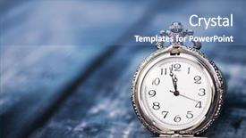  Presentation with vintage clock - Colorful PPT theme enhanced with closed to midnight on blue backdrop and a teal colored foreground
