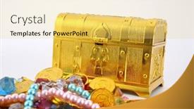  Presentation with treasure gold - Slide deck consisting of closed-treasure-chest-with-gold background and a yellow colored foreground