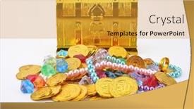  Presentation with treasure gold - PPT theme featuring closed-treasure-chest-with-gold background and a gold colored foreground