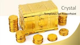  Presentation with treasure gold - Presentation design featuring closed-treasure-chest-with-gold background and a blonde colored foreground
