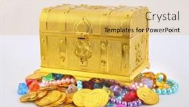  Presentation with treasure gold - Presentation theme having closed-treasure-chest-with-gold background and a yellow colored foreground