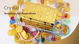  Presentation with treasure gold - Slide set with closed-treasure-chest-with-gold background and a yellow colored foreground