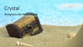  Presentation with treasure chest - Colorful presentation theme enhanced with closed treasure chest backdrop and a arctic colored foreground