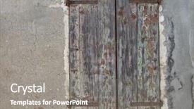  Presentation with aged wood - Presentation theme enhanced with closed window with shutters background and a gray colored foreground