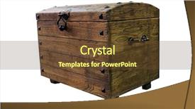  Presentation with treasure chest - Slide set featuring closed wooden chest isolated background and a tawny brown colored foreground