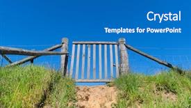  Presentation with close up wooden decking - Cool new theme with closed wooden fench at grass backdrop and a  colored foreground