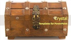  Presentation with treasure chest - PPT theme consisting of closed wooden treasure chest background and a  colored foreground
