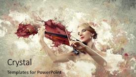  Presentation with female - Amazing PPT layouts having closedeye - image of beautiful female violinist backdrop and a soft green colored foreground