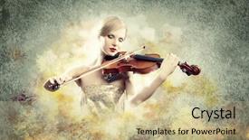  Presentation with eyes detection in an image - Cool new theme with closedeye - image of beautiful female violinist backdrop and a soft green colored foreground