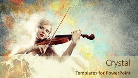  Presentation with female - Theme enhanced with closedeye - image of beautiful female violinist background and a soft green colored foreground