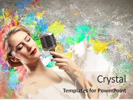 Closedeye Image Of Female Blonde Singer PPT template 30 | CrystalGraphics