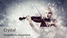  Presentation with violin concert and muscic conductor - Amazing presentation theme having closedeye - image of gorgeous woman playing backdrop and a white colored foreground