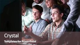  Presentation with monitor computer - Presentation theme having closely at the computer monitor background and a  colored foreground