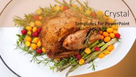  Presentation with oregano - Slide set consisting of closeof-of-citrus-glazed-roasted background and a gold colored foreground