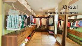  Presentation with room interior design - Beautiful presentation design featuring cleanroom design - wide dressing room interior backdrop and a coral colored foreground