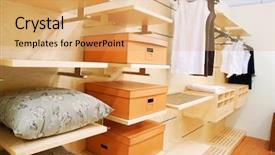  Presentation with closet - Amazing PPT theme having closet wardrobe private room interior backdrop and a coral colored foreground