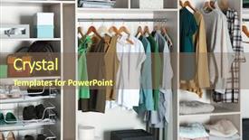  Presentation with closet - Slide deck consisting of closet with different clothes shoes background and a violet colored foreground