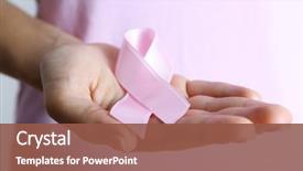  Presentation with pink ribbon hands - Cool new slide deck with pink ribbon in woman's backdrop and a tawny brown colored foreground
