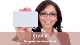  Presentation with business card - Amazing PPT theme having closeup - presenting her business card backdrop and a coral colored foreground