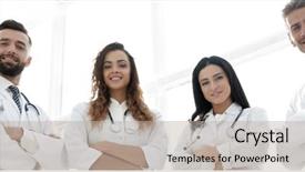  Presentation with group dairy fruit desserts - Presentation theme consisting of closeup a group of doctors background and a  colored foreground