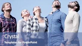  Presentation with team - Amazing PPT theme having closeup a team of young backdrop and a  colored foreground