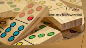  Presentation with domino - Amazing slide deck having closeup-abstract-of-wooden-domino backdrop and a yellow colored foreground