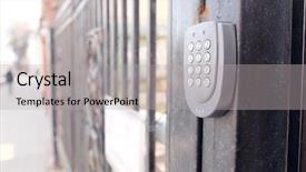  Presentation with electronic security - PPT theme having closeup apartment security lock background and a light gray colored foreground