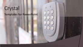 Presentation with electronic security - Colorful PPT theme enhanced with closeup apartment security lock backdrop and a light gray colored foreground
