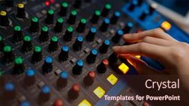  Presentation with control panel - PPT theme enhanced with closeup-audio-engineer-hand background and a wine colored foreground