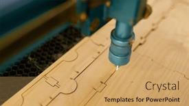  Presentation with cnc - Slides featuring closeup-automated-cnc-laser-machine background and a yellow colored foreground