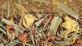  Presentation with lemon grass - Theme consisting of closeup background of an arthritis and back pain herbal tea including lemon balm safron primrose and lemon grass background and a gold colored foreground