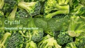  Presentation with healthy eating - Colorful PPT theme enhanced with closeup-background-of-frozen-broccoli backdrop and a tawny brown colored foreground