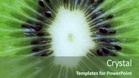  Presentation with gooseberry - Amazing PPT theme having closeup background texture photography of juicy kiwi fruit also called chinese gooseberry in cross section showing seed backdrop and a tawny brown colored foreground