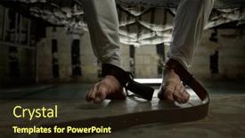  Presentation with bound - PPT theme featuring closeup-barefoot-legs-of-psycho and a tawny brown colored foreground