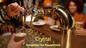  Presentation with bartender - Presentation theme with closeup-bartender-hands-filling-glass background and a tawny brown colored foreground