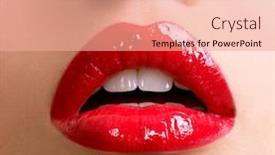  Presentation with glamour - Presentation design enhanced with glossy - closeup beautiful female lips background and a coral colored foreground