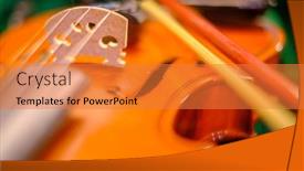  Presentation with classic music concert - Slide set with closeup-bow-placed-on-strings background and a gold colored foreground