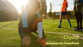  Presentation with football field - PPT layouts featuring closeup-boy-little-football-player background and a tawny brown colored foreground