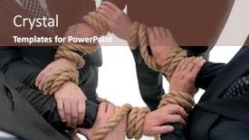  Presentation with building team - Presentation having closeup business team and team building background and a tawny brown colored foreground